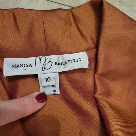 Marisa Baratelli Silk Iridescent Orange Evening Blazer Jacket - Picture 6 of 8